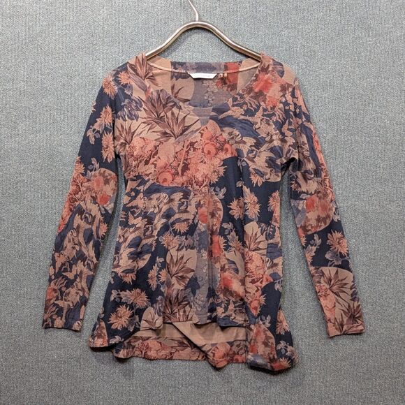 Soft Surroundings Millie Tunic Top Womens Small Floral High Low Knit Pullover - Picture 1 of 8